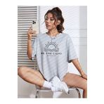 VBSVİBES BE THE LIGHT Kadın Renkli Özel Baskılı Oversize Süprem Bisiklet Yaka T-Shirt