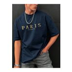 VBSVİBES Paris Romantic City Baskılı Süprem Lacviert T-Shirt - Oversize Bisiklet Yaka Tişört