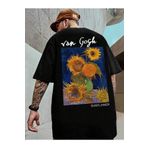 VBSVİBES Unisex Siyah Oversize Van Gogh Baskılı Örme T-shirt