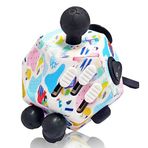 VCOSTORE Fidget Cube Küpü 12 Taraflı Turuncu Renkli Grafiti - Stres Küpü Anksiyete Rölyef Taşınabilir Stres Karşıtı Oyuncak DEHB Otizmli Çocuklar ve Yetişkinler için