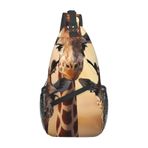 VducK Kadın Erkek için Askılı Çanta Trendy Crossbody Çanta Rahat Göğüs Çantası Dağ Kırmızı ve Tekne Omuz Çantası Seyahat Spor için, Anne Baba Bebekler Zürafalar, One Size