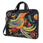 VducK Laptop çantası askılı çanta erkekler kadınlar için Laptop omuzdan askili çanta taşıma çantası seyahat iş ofis etnik tarzı kuşlar bilgisayar çantası, siyah, 13 inch