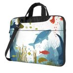 VducK Laptop çantası askılı çanta erkekler kadınlar için Laptop omuzdan askili çanta taşıma çantası seyahat iş ofis su altında dünya bilgisayar çantası, siyah, 13 inch