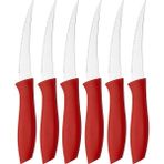 ve Meyve Bıçağı, Çelik, Kırmızı, Lazer Kesim Tırtıklı Uç, 22 Cm, 6 Adet
