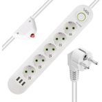 Vea 1.5 mt Kablolu 3 USB Çıkışlı Beyaz Akım Korumalı Anahtarlı Topraklı Gurup Priz