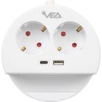 Vea 2'li USB + Type-C Girişli Telefon Standlı 1.5 Metre Grup Priz Ve- G1102C (4764)