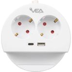 Vea 2li USB + Type-C Girişli Telefon Standlı 1.5 Metre Grup Priz Ve- G1102C - ALP7139-2528