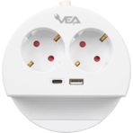 Vea 2'li USB + Type-C Girişli Telefon Standlı 1.5 Metre Grup Priz Ve- G1102C (K0)