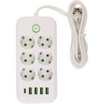 Vea 6'lı Akım Korumalı Priz 1.5 Metre Kablo 4 x Usb 1 x Type-C Pd Girişli Grup Priz 16 Ah Akım Korumalı Priz 3000W Güç Anahtarlı Topraklı Çocuk Korumalı - Beyaz