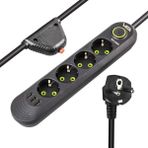 Vea DEN235 Vea VA-21559 4'lü 1.5 mt Kablolu 3 Usb'li Siyah Akım Korumalı Priz