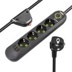 Vea VA-21559 4'lü 1.5 mt Kablolu 3 Usb'li Siyah Akım Korumalı Priz