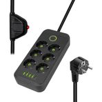 Vea VA-21563 6'lı 1.5 Metre Kablolu Type-C'li 4 Usb'li Siyah Akım Korumalı Priz
