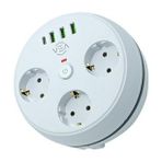 Vea VE-26583 3 LÜ 1.5 Metre Kablolu 3 USB / TYPE-C Girişli Akım Korumalı Grup Priz (Beyaz)
