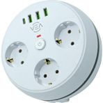 Vea VE-26583 3'lü 1.5 Metre Kablolu 3 USB / Type-C Girişli Akım Korumalı Grup Priz - Beyaz - Seçeneksiz