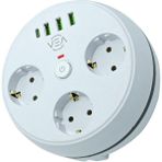 Vea VE-26583 3'lü 1.5 Metre Kablolu 3 USB / Type-C Girişli Akım Korumalı Grup Priz
