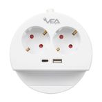 Vea Ve-g1102c 2 Li Telefon Standlı Tutacaklı Priz Usb Li Type-c Girişli Uzatma Kablosu 1.5 Metre