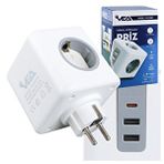 VEA Vea Ve-23089 2x Usb 1x Type-c 3'lü Çocuk Ve Termal Korumalı Grup Priz Beyaz