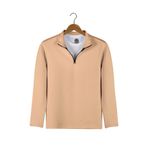 VEAVEN Erkek Krem Yarım Fermuarlı Basic Düz Sweatshirt