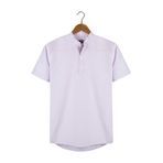 VEAVEN Erkek Lila Hakim Yaka Yarım Patlı Ekoseli Kısa Kollu Slim Fit Gömlek