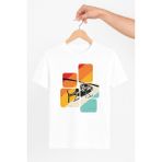 Vecihi Geliyor Parçalı Renkler Helikopter Unisex Tshirt Pilot - Havacı - Uçak Tutkunu - Beyaz - XL