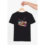 Vecihi Geliyor Renkli Helikopter Temalı Unisex Tshirt Pilot - Havacı - Uçak Tutkunu - Siyah