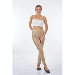 Vedi Minimalist Deri Detaylı Slim Fit Kadın Tayt - Günlük Stil