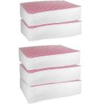 Vedsey 5'li Set Baza Altı Düzenleyici Büyük Boy Hurç Pembe Çizgili 70X50X25 cm - Pembe - Beyaz