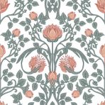 VEELIKE Vintage Şeftali Çiçekli Duvar Kağıdı Kendinden Yapışkanlı Retro William Morris Art Nouveau Duvar Kağıdı Duvar Kağıdı Pembe Çiçek Botanik Desenli Duvar Kağıdı Yatak Odası için Art Deco Duvar