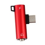 Veemoon 1 Adet Kulaklık Adaptörü USB C Kulaklık Adaptörü USB Adaptörleri Ses Adaptörü Kulaklık Splitter Kulaklık Jak Adaptörü Kulaklık Şarj Dönüştürücü 2 In 1 Kırmızı Alüminyum Alaşımlı