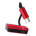 Veemoon Ses Kablosu Adaptörü Usb Adaptörleri Kompakt Tip-c Adaptörü Kulaklık Telefon Adaptörü Telefon Şarj Adaptörü Ses Jak Adaptörü Usb Ses Kablosu Telefon Kulaklığı Alaşım Kabuğu Kırmızı