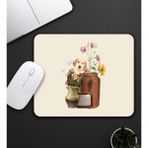 Vega Hediye Bej Renk Köpek ve Çiçek Motifli Mouse Pad 23X19CM Fare Altlığı Kaydırmaz Taban DE590