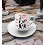 Vega Hediye I Love You Dad Baskılı 2'li Türk Kahve Fincanı Hediye Seti