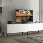 Vega Metal Ayaklı Tv Ünitesi, Siyah Beyaz, 200 Cm