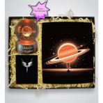 vegahediye v vega Kişiye Özel Satürn Kız Işıklı Cam Küre & Satürn Kız Baskılı Mouse Pad & Mikail Melek Kolye Hediye Seti - Standart