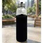 vegahediye v vega Özel Kılıflı 500ML Cam Matara - Standart - Siyah