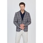 Vegas Erkek Bordo-Mavi Ekose Polyester Kumaşlı Spor Blazer Ceket Bordo 48