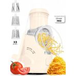 Vegetable Grinder Pro Dilimleyici Kollu Rende Öğütücü 3 Çelik Bıçaklı Sebze Doğrayıcı Mutfak Robotu - 3 Bıçaklı - Krem