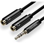 VegGieg 3.5mm Kulaklık Çoklayıcı Y Kablo 30 cm Siyah Alüminyum Başlık