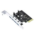 Veggieg PCI-E Express 4 Portlu Çoklayıcı Kart 3.0 USB Hub