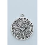 Vegvisir Pusula - Viking Sembol Gümüş Kaplama Kolye Ucu