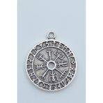 Vegvisir Pusula - Viking Sembol Gümüş Kaplama Kolye Ucu