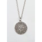 Vegvisir Viking Pusulası Gümüş Kaplama Düz Zincir Kolye
