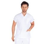 Vehbi Erkek Doktor Hemşire Forması Scrubs Alpaka Kumaş Hastane Nöbet Tek Üst Zarf Yaka Yarasa Kol - Beyaz - 4XL