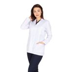 Vehbi Kadın Doktor Öğretmen Önlüğü Laboratuvar Eczacı Hemşire Ceket Boy Kısa Önlük Klasik Yaka - 4XL - Beyaz