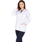 Vehbi Kadın Doktor Öğretmen Önlüğü Laboratuvar Eczacı Hemşire Ceket Boy Kısa Önlük Klasik Yaka - XS - Beyaz