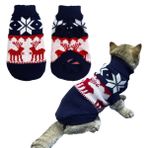 Vehomy Evcil Hayvan Yavrusu Noel Kazak Kedi Kış Triko Noel Giysileri Lacivert Kazak Ren Geyikleri Kar Taneleri Desenli Köpek Sıcak Baklava Desenli Kazak Kedi Yavruları Küçük Köpekler Kediler için L