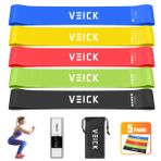 VEICK Direnç Döngüsü Egzersiz Bantları, Erkekler ve Kadınlar için Elastik Egzersiz Bantları, 5 Farklı Direnç Seviyesi Seti, Evde Fitness, Germe, Kuvvet Antrenmanı, Fizik Tedavi için Elastik Bant