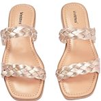 Veittes 7021 Düz Slip Altın Kadın Sandalet