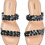 Veittes 7021 Düz Slip Siyah Kadın Sandalet