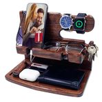 VEIYAILU Erkekler için Hediyeler Baba Koca Erkek Arkadaş Ahşap Telefon Yerleştirme İstasyonu Erkekler için Komodin Düzenleyici Babalar Günü, Noel ve Sevgililer Günü için Hediye Fikirleri (koyu